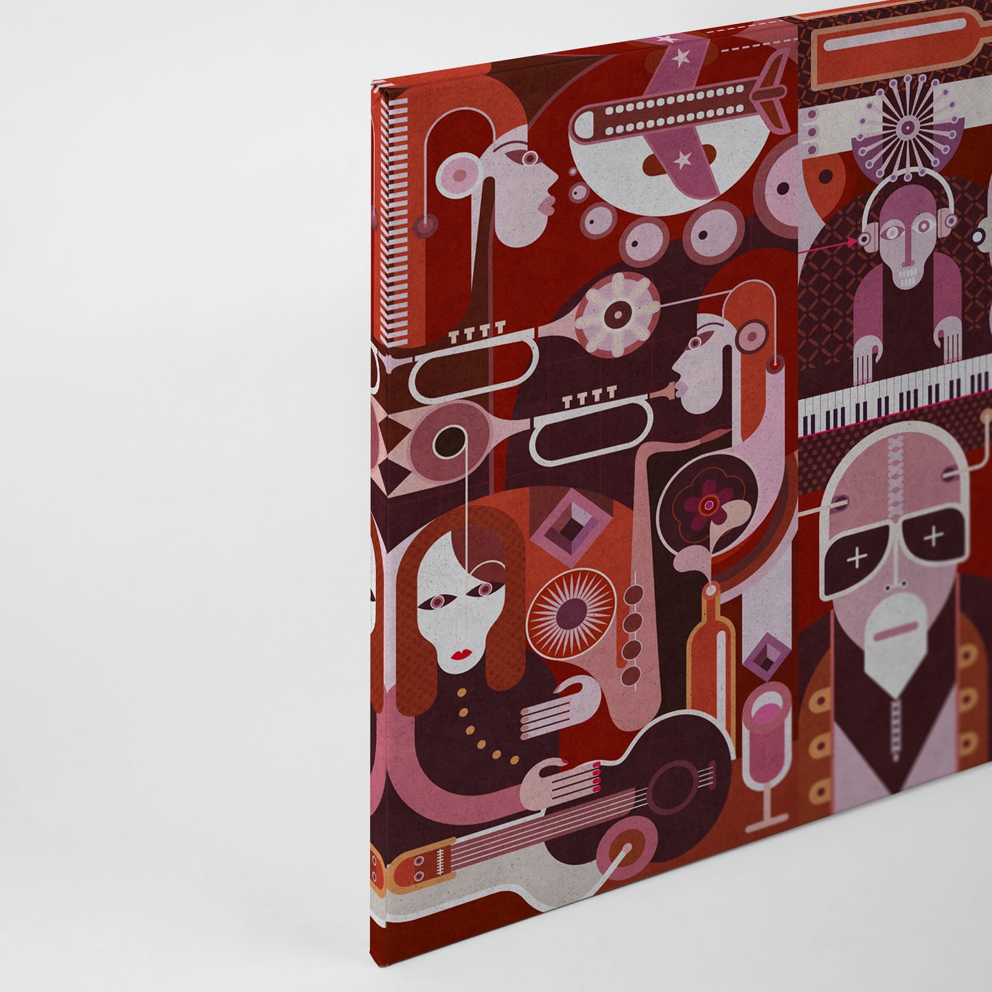 Abstrakte Kunst Leinwandbild Rot 90x60 DD120419 Wandbild Leinwand Geometrisch