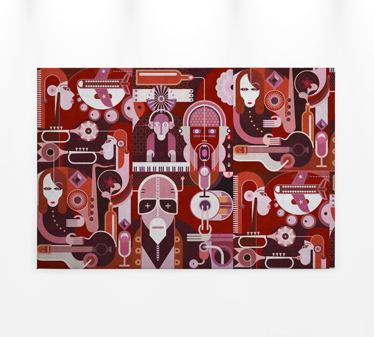 Abstrakte Kunst Leinwandbild Rot 90x60 DD120419 Wandbild Leinwand Geometrisch