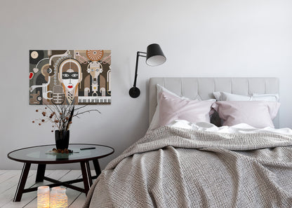 Abstrakte Kunst Leinwandbild Braun Weiß Grau 90x60 DD120420 Wandbild Leinwand