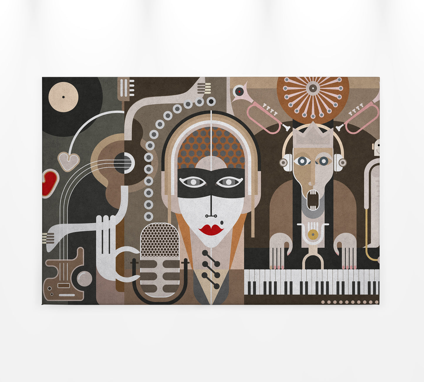 Abstrakte Kunst Leinwandbild Braun Weiß Grau 90x60 DD120420 Wandbild Leinwand