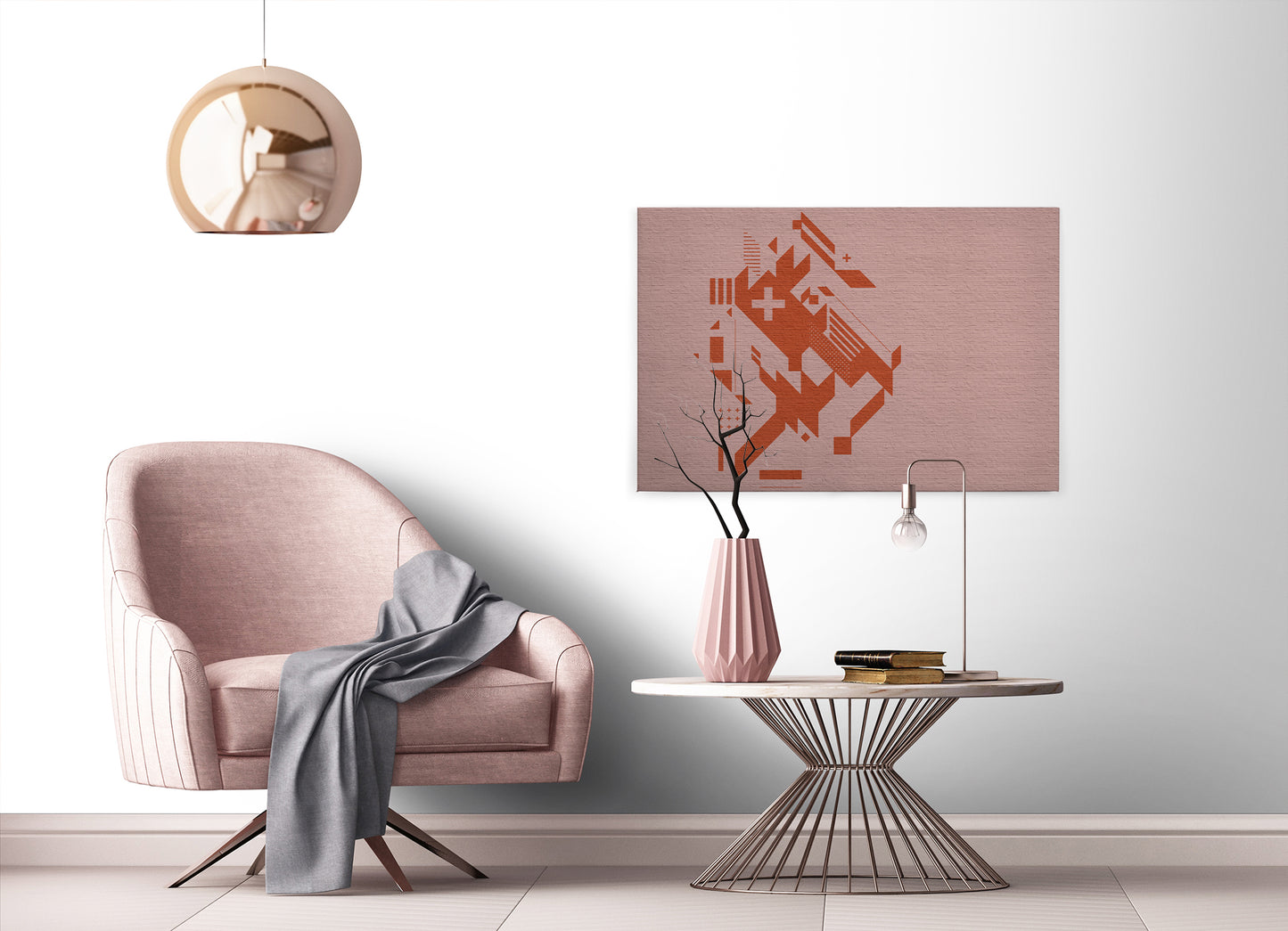 Leinwandbild Geometrisch Orange Rosa 90x60 DD120421 Wandbild Leinwand Modern