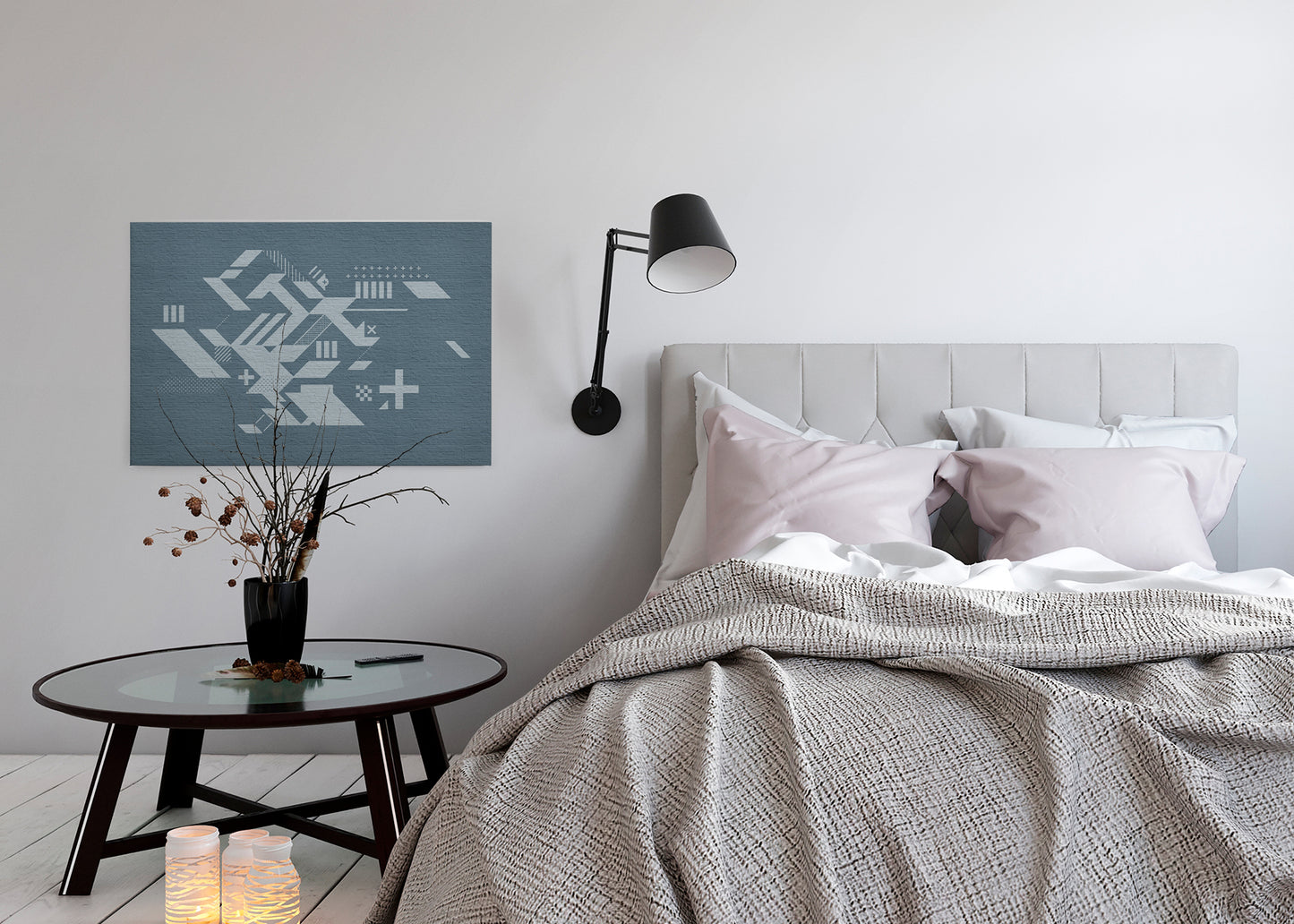 Leinwandbild Geometrisch Blau Grau 90x60 DD120422 Wandbild Leinwand Modern