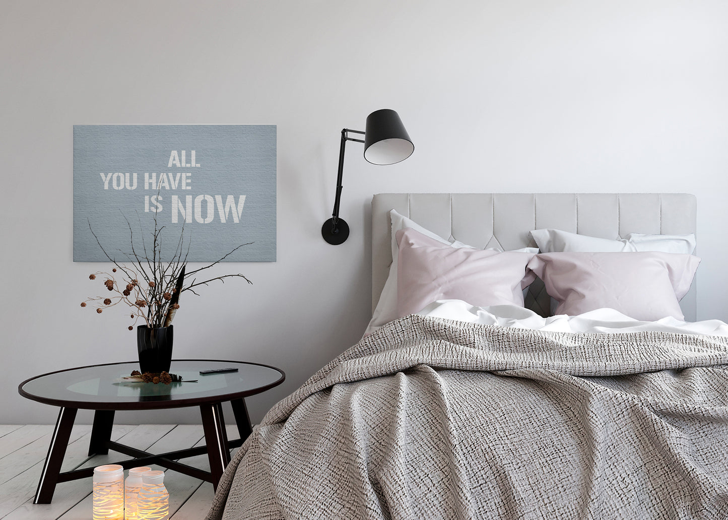 Leinwandbild Zitate Grau Blau 90x60 DD120423 Keilrahmen Wandbild Leinwand