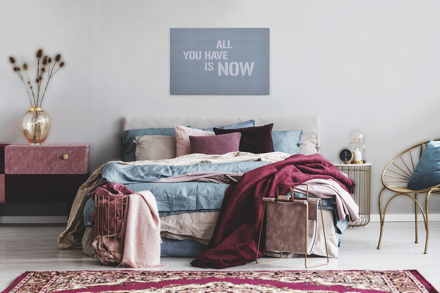 Leinwandbild Zitate Grau Blau 90x60 DD120423 Keilrahmen Wandbild Leinwand