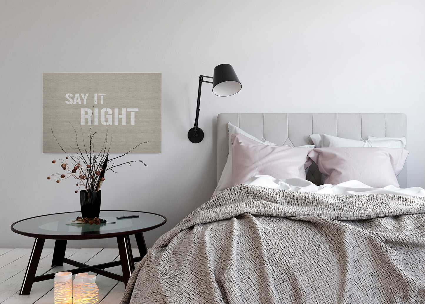 Leinwandbild Zitate Beige Grau 90x60 DD120424 Keilrahmen Wandbild Leinwand