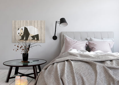 Leinwandbild Pandabär Beige Weiß Schwarz 90x60cm DD120427 Keilrahmen Wandbild