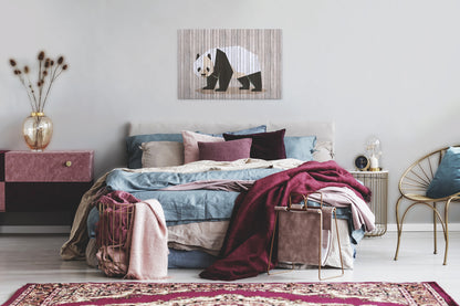 Leinwandbild Pandabär Beige Weiß Schwarz 90x60cm DD120427 Keilrahmen Wandbild