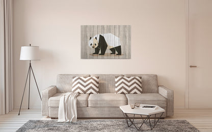 Leinwandbild Pandabär Beige Weiß Schwarz 90x60cm DD120427 Keilrahmen Wandbild