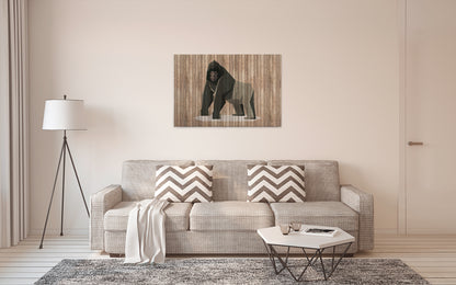 Leinwandbild Gorilla Braun Grau 90x60 DD120428 Keilrahmen Wandbild Leinwand