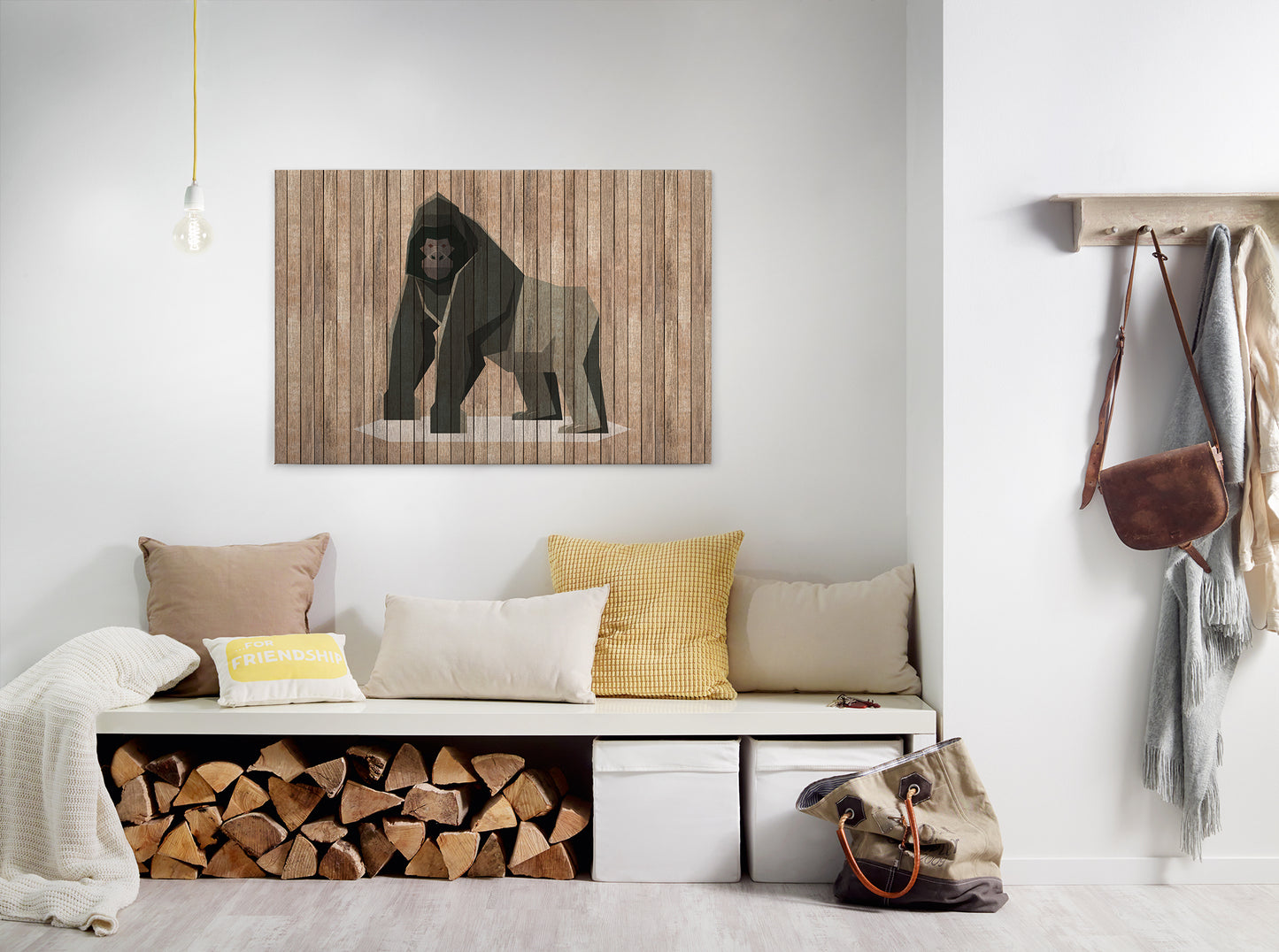 Leinwandbild Gorilla Braun Grau 90x60 DD120428 Keilrahmen Wandbild Leinwand