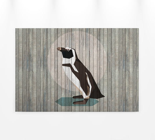Pinguin Leinwandbild Grau Schwarz Weiß 90x60 DD120429 Keilrahmen Wandbild