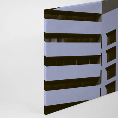 Leinwandbild Haus Lila Grau 90x60 DD120430 Keilrahmenbild Wandbild Geometrisch