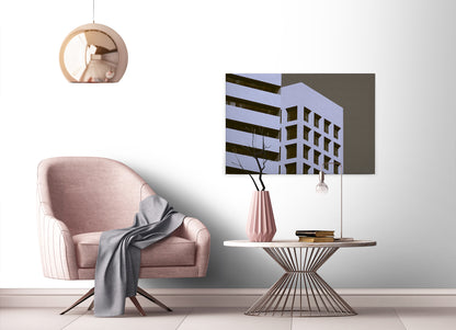 Leinwandbild Haus Lila Grau 90x60 DD120430 Keilrahmenbild Wandbild Geometrisch