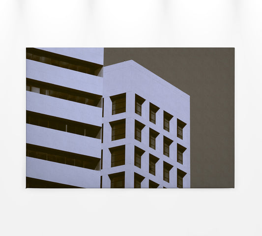 Leinwandbild Haus Lila Grau 90x60 DD120430 Keilrahmenbild Wandbild Geometrisch