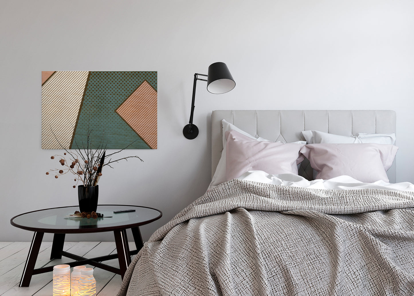 Leinwandbild Geometrisch Grün Beige Orange 90x60 DD120432 Keilrahmen Wandbild