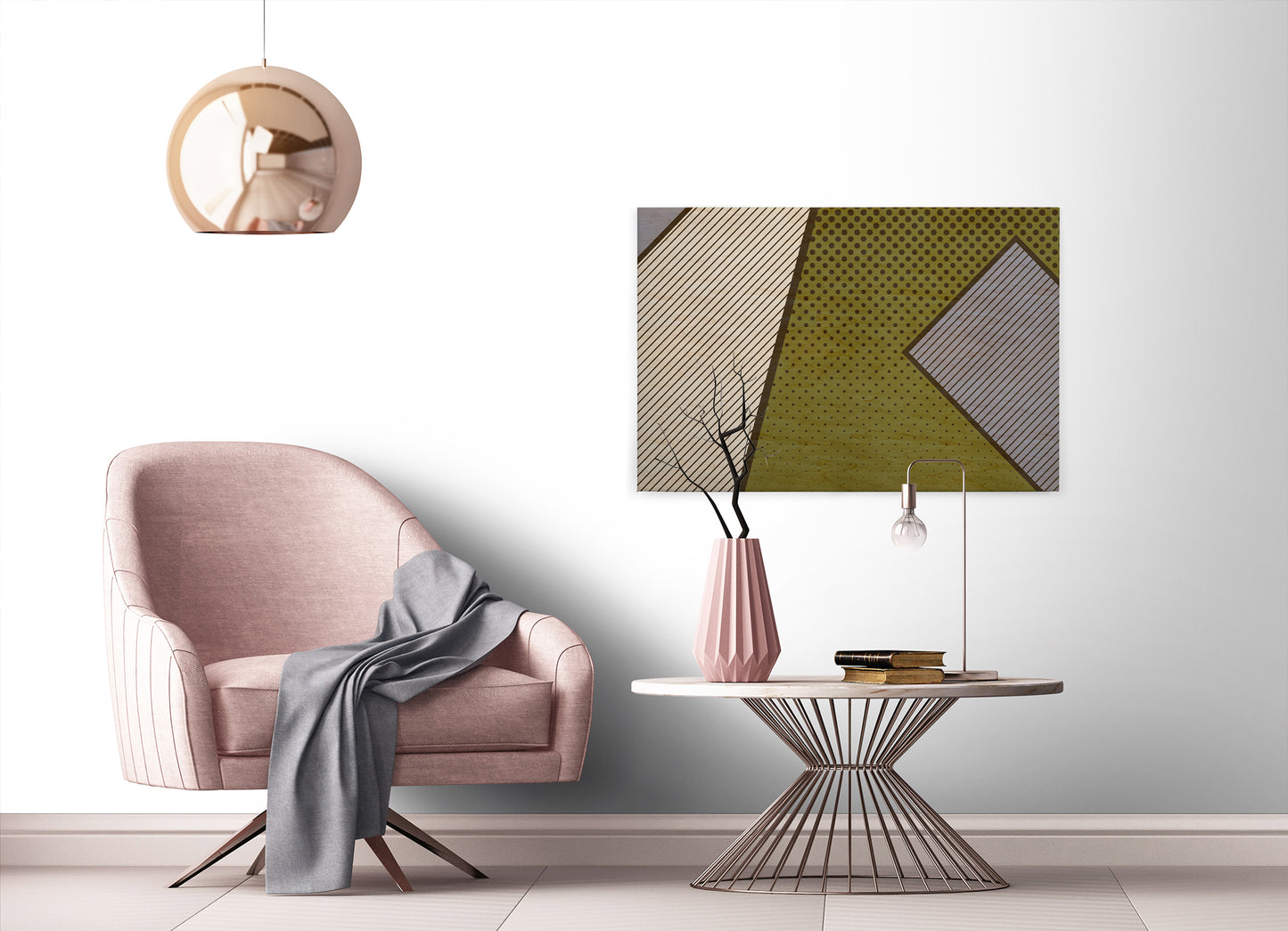 Leinwandbild Geometrisch Grün Gelb Beige 90x60 DD120433 Keilrahmenbild Wandbild