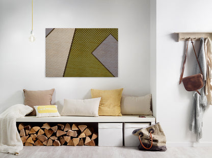 Leinwandbild Geometrisch Grün Gelb Beige 90x60 DD120433 Keilrahmenbild Wandbild