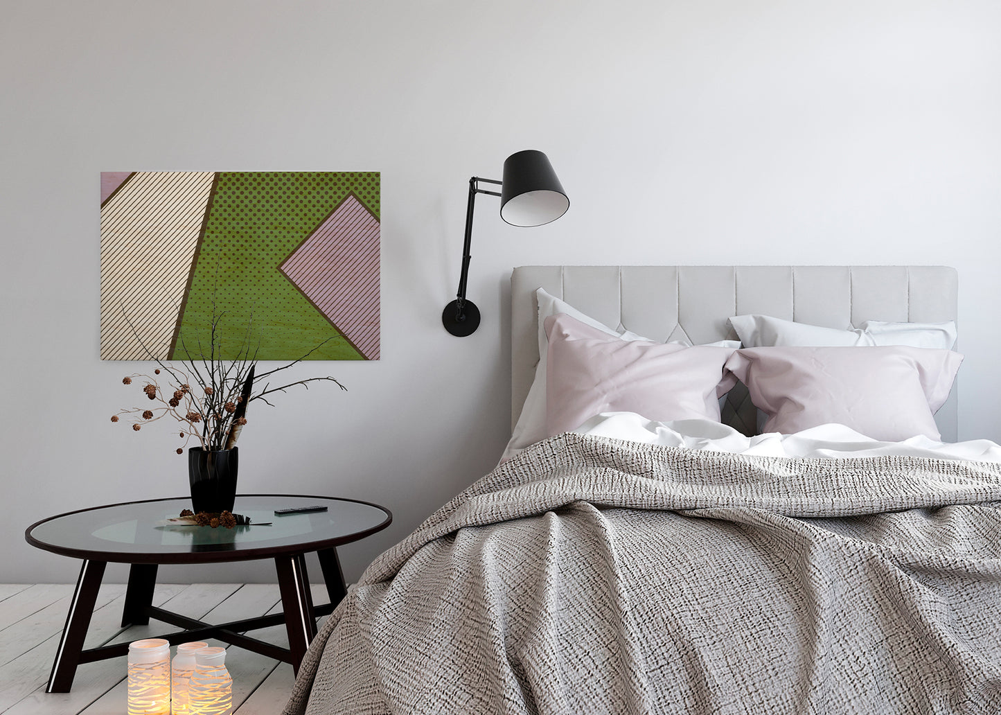 Leinwandbild Geometrisch Grün Beige Lila 90x60 DD120434 Keilrahmenbild Wandbild