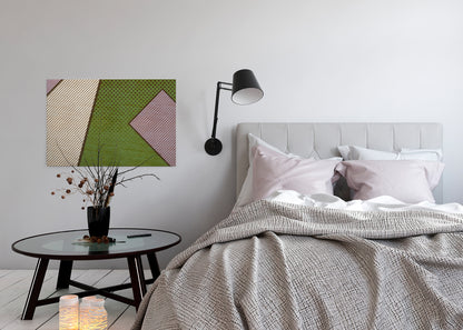 Leinwandbild Geometrisch Grün Beige Lila 90x60 DD120434 Keilrahmenbild Wandbild