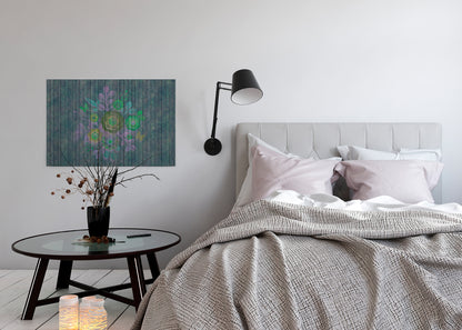 Blumen Leinwandbild Grün Lila 90x60 DD120436 Keilrahmenbild Wandbild Leinwand