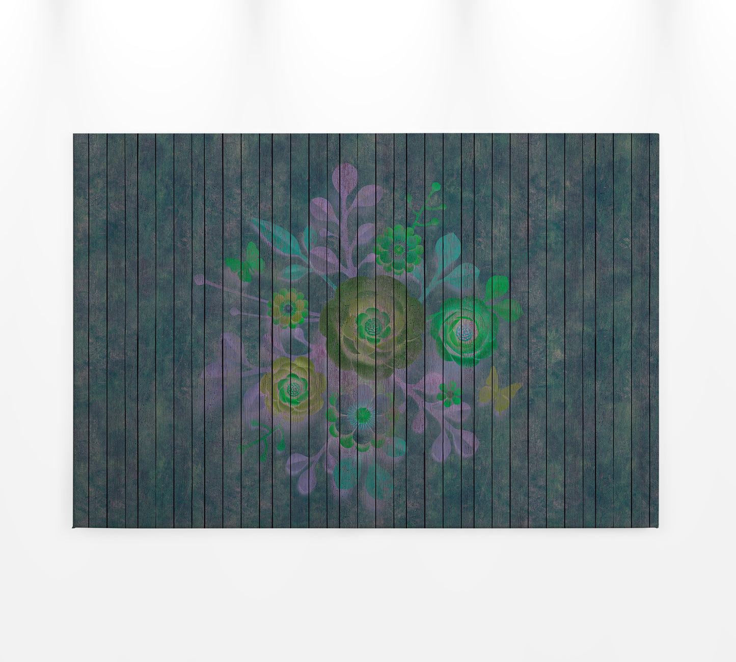 Blumen Leinwandbild Grün Lila 90x60 DD120436 Keilrahmenbild Wandbild Leinwand