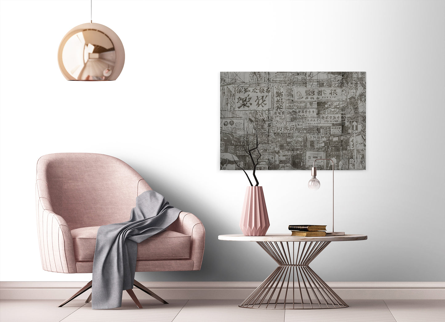 Leinwandbild Stadt Grau 90x60 DD120437 Keilrahmen Japanisch Wandbild Leinwand