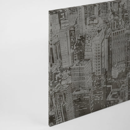 Stadt Leinwandbild Japanisch Grau 90x60 DD120438 Keilrahmen Wandbild Leinwand