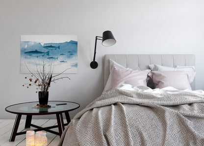 Leinwandbild Fische Blau Grau 90x60 DD120439 Keilrahmenbild Wandbild Leinwand