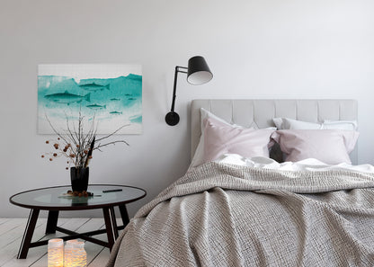 Leinwandbild Fische Grün Grau 90x60 DD120440 Keilrahmenbild Wandbild Leinwand