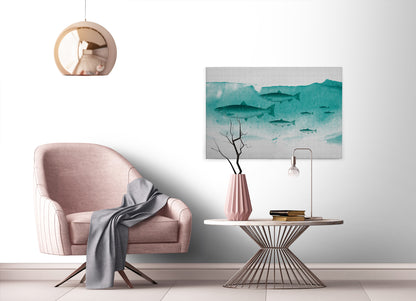 Leinwandbild Fische Grün Grau 90x60 DD120440 Keilrahmenbild Wandbild Leinwand