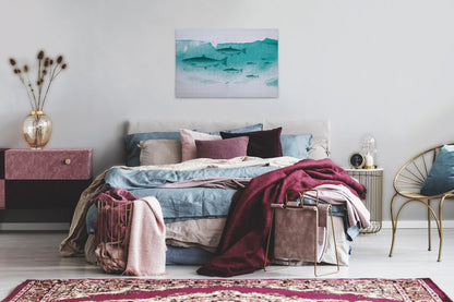 Leinwandbild Fische Grün Grau 90x60 DD120440 Keilrahmenbild Wandbild Leinwand