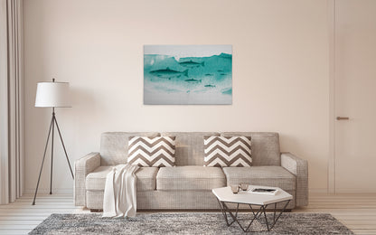 Leinwandbild Fische Grün Grau 90x60 DD120440 Keilrahmenbild Wandbild Leinwand