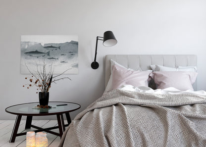 Leinwandbild Fische Grau 90x60 DD120441 Keilrahmenbild Wandbild Leinwand