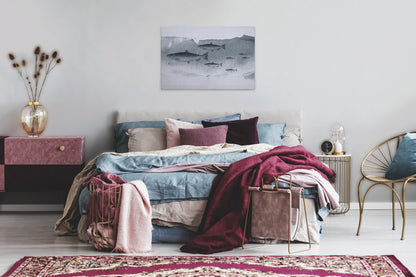 Leinwandbild Fische Grau 90x60 DD120441 Keilrahmenbild Wandbild Leinwand