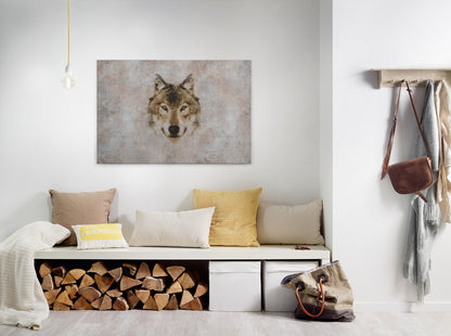 Wolf Leinwandbild Grau Braun 90x60 DD120442 Keilrahmen Wandbild Leinwand Tier
