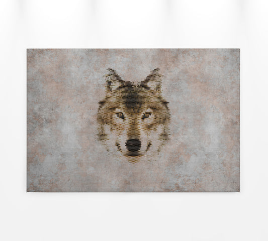 Wolf Leinwandbild Grau Braun 90x60 DD120442 Keilrahmen Wandbild Leinwand Tier