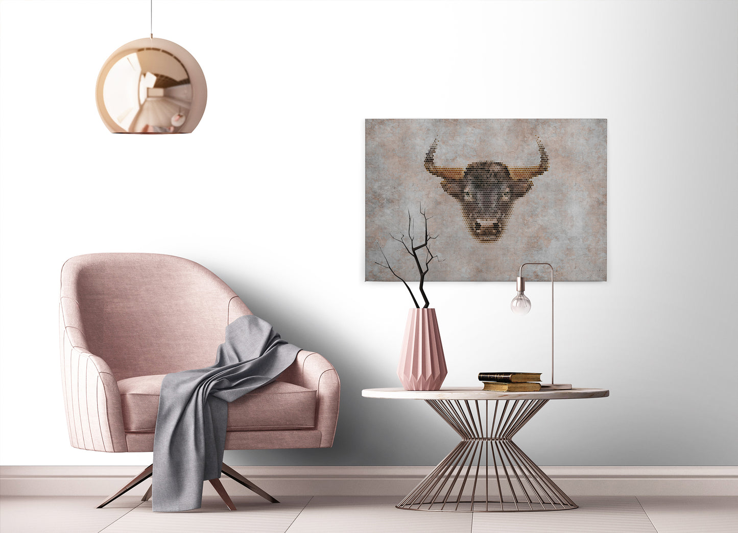 Leinwandbild Stier Grau Braun 90x60 DD120443 Keilrahmenbild Wandbild Leinwand