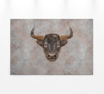 Leinwandbild Stier Grau Braun 90x60 DD120443 Keilrahmenbild Wandbild Leinwand