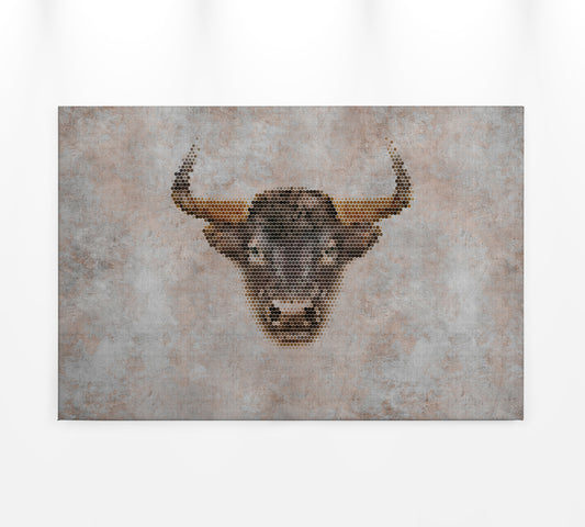 Leinwandbild Stier Grau Braun 90x60 DD120443 Keilrahmenbild Wandbild Leinwand