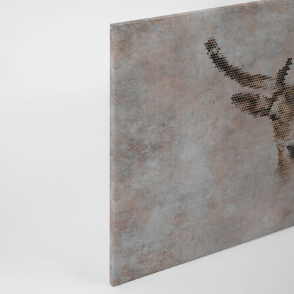 Leinwandbild Rehkopf Grau Braun 90x60 DD120444 Keilrahmen Wandbild Leinwand