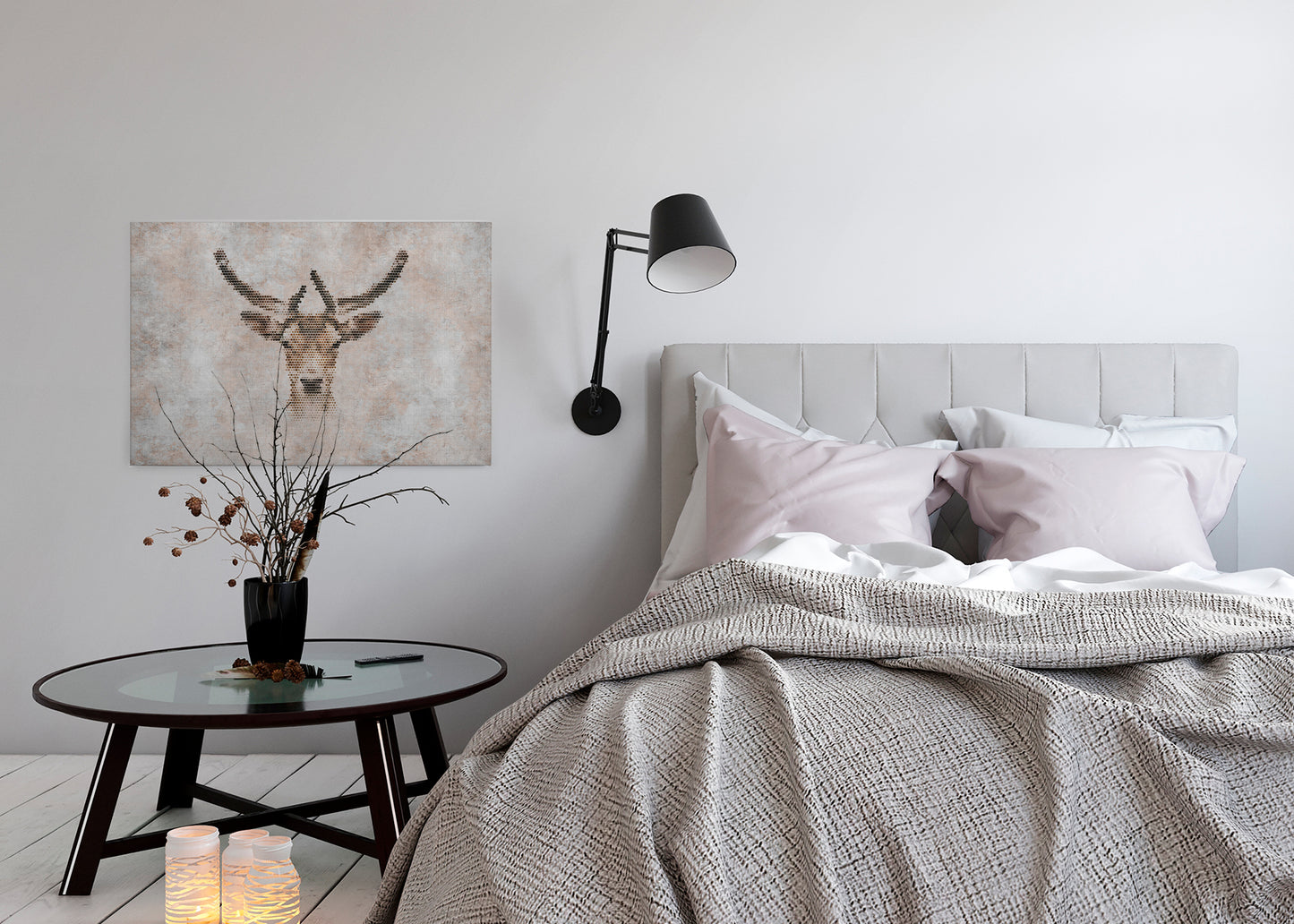 Leinwandbild Rehkopf Grau Braun 90x60 DD120444 Keilrahmen Wandbild Leinwand