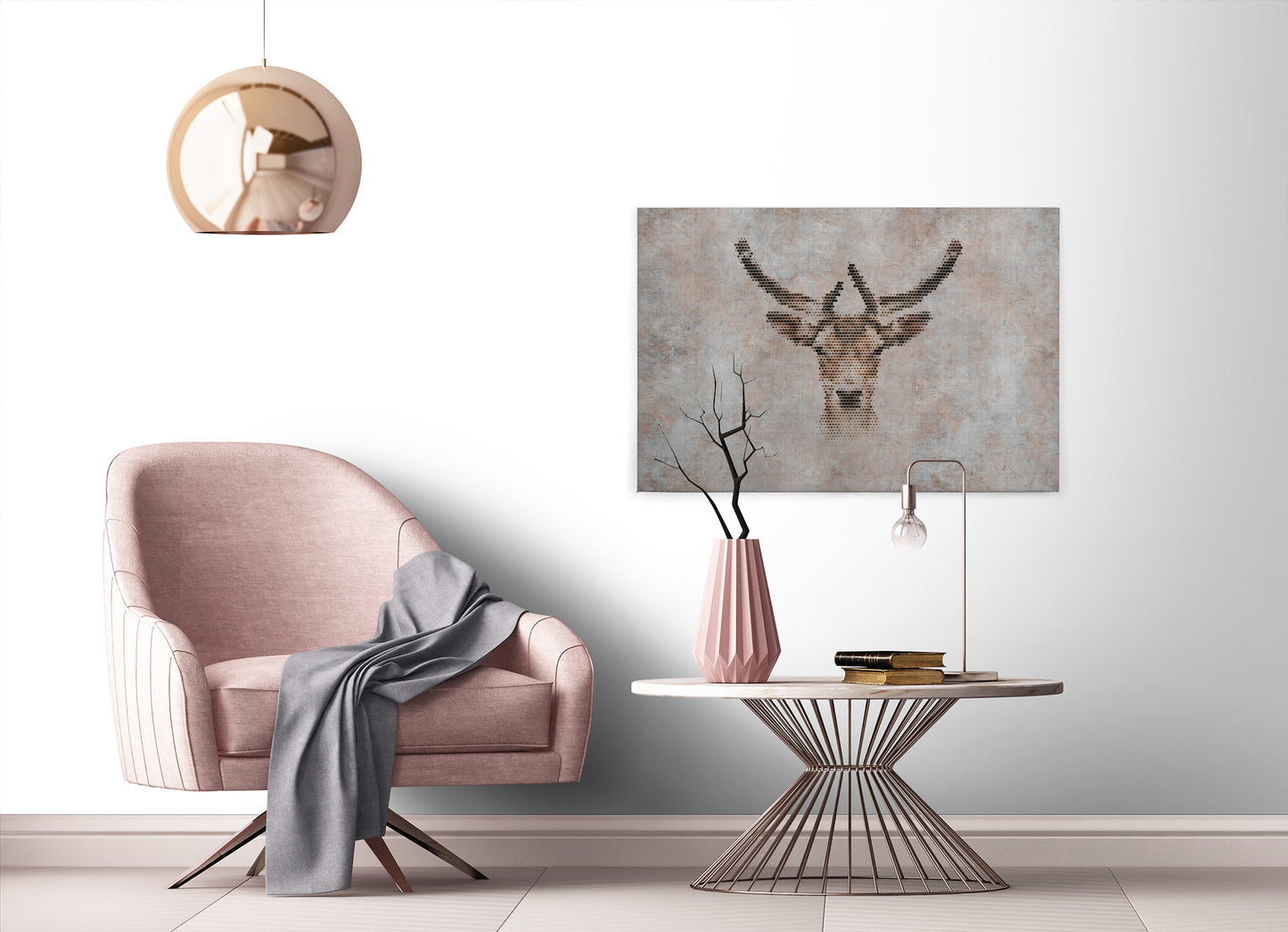 Leinwandbild Rehkopf Grau Braun 90x60 DD120444 Keilrahmen Wandbild Leinwand