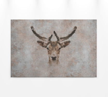 Leinwandbild Rehkopf Grau Braun 90x60 DD120444 Keilrahmen Wandbild Leinwand