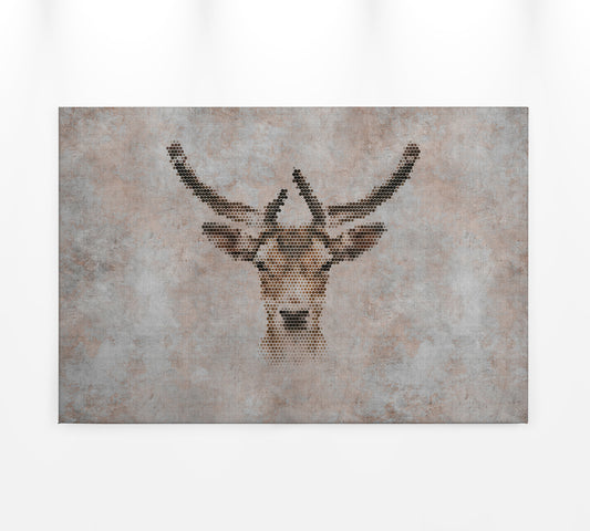 Leinwandbild Rehkopf Grau Braun 90x60 DD120444 Keilrahmen Wandbild Leinwand