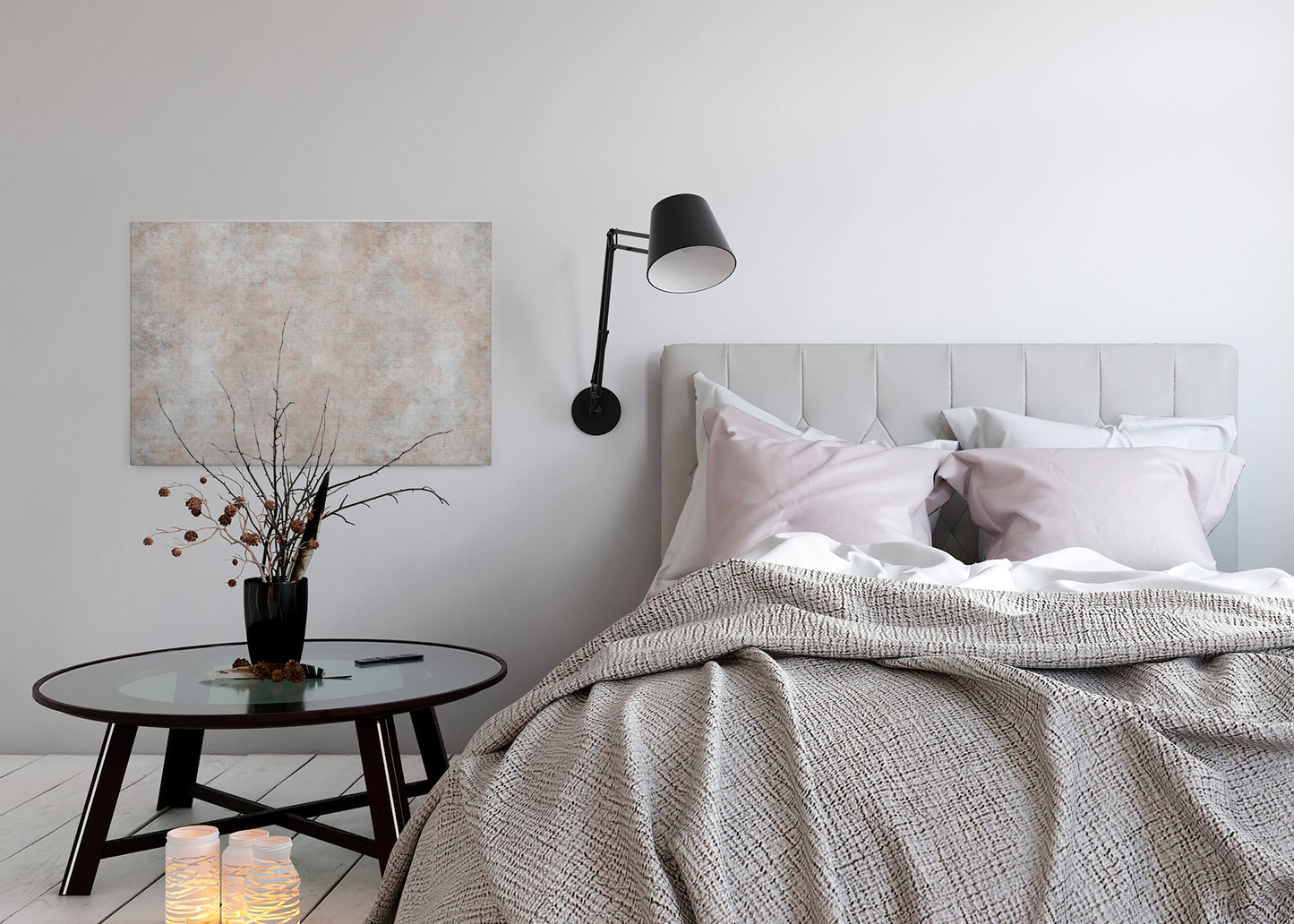 Abstrakte Kunst Leinwandbild Grau Braun 90x60 DD120445 Wandbild Leinwand