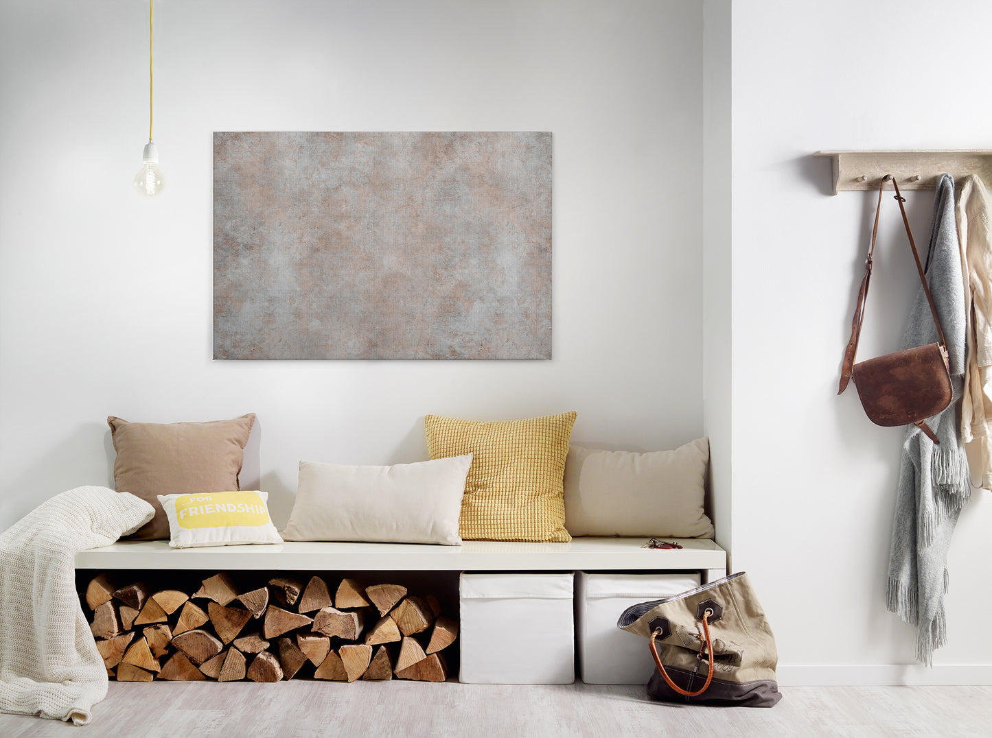 Abstrakte Kunst Leinwandbild Grau Braun 90x60 DD120445 Wandbild Leinwand