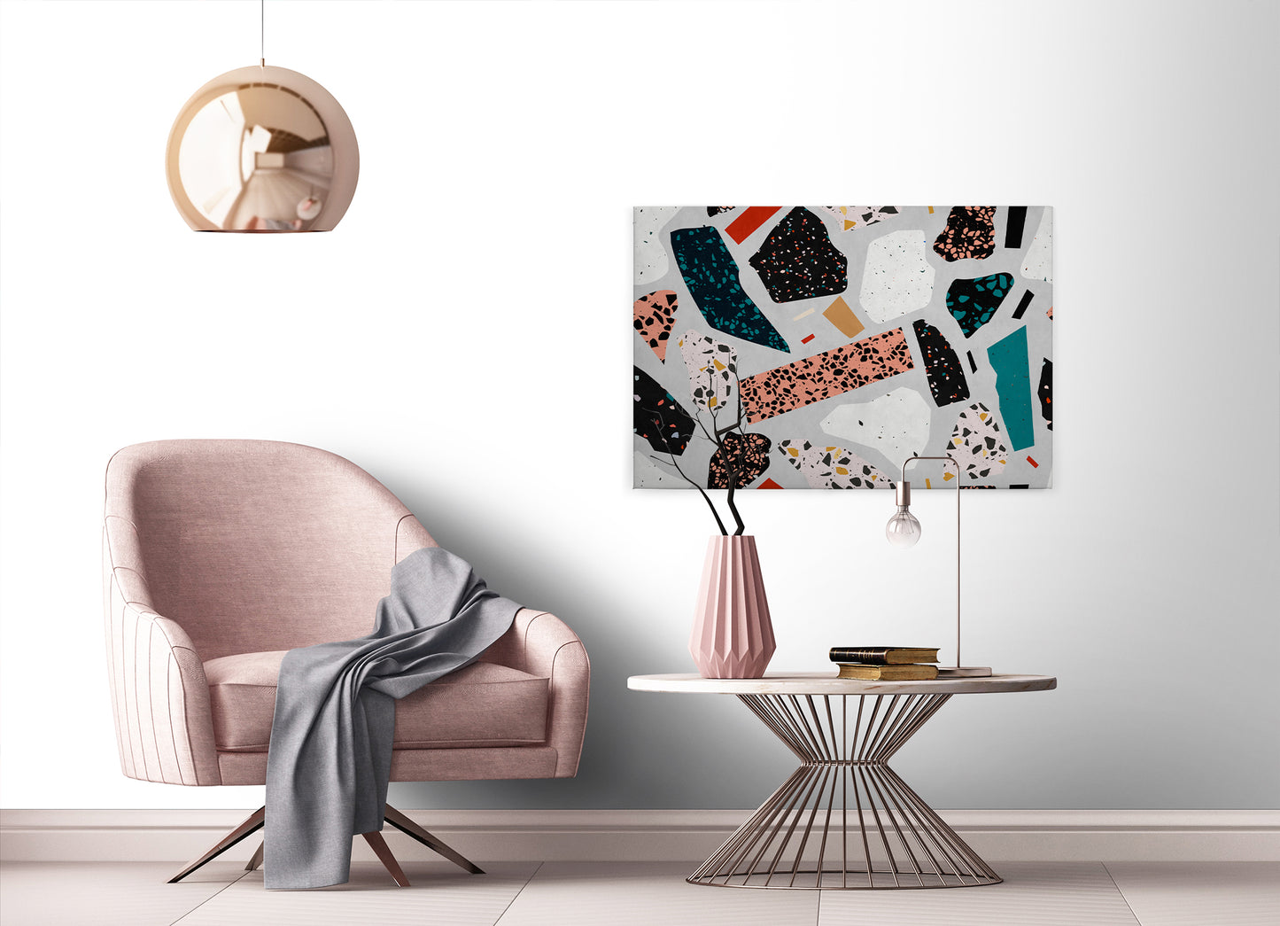 Abstrakte Kunst Leinwandbild Grau Schwarz Weiß 90x60 DD120446 Wandbild Leinwand