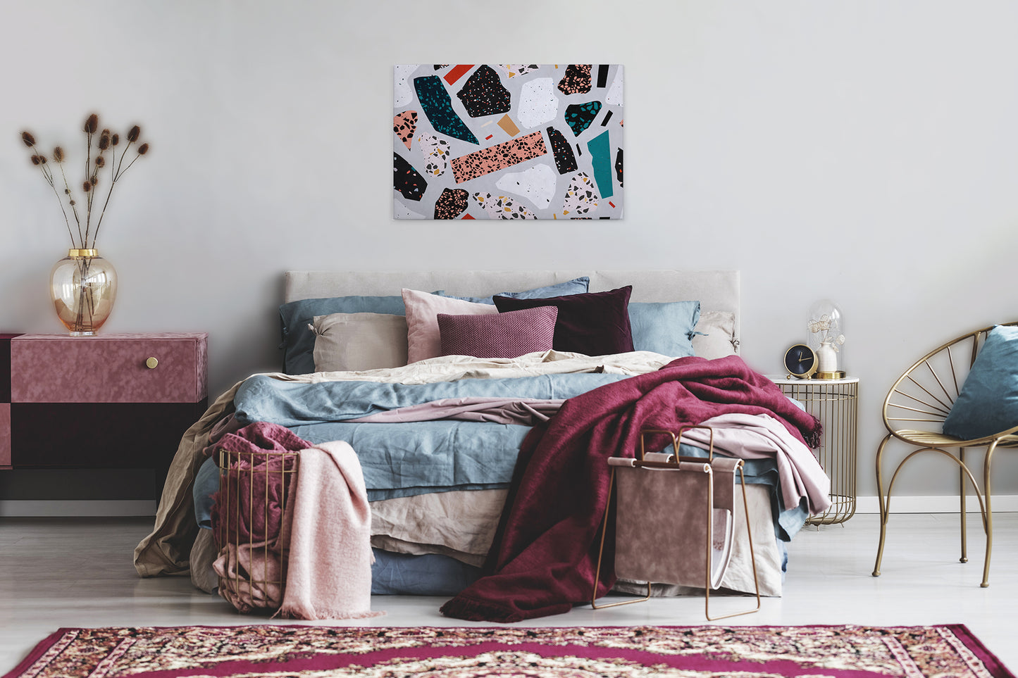 Abstrakte Kunst Leinwandbild Grau Schwarz Weiß 90x60 DD120446 Wandbild Leinwand