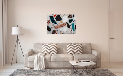 Abstrakte Kunst Leinwandbild Grau Schwarz Weiß 90x60 DD120446 Wandbild Leinwand