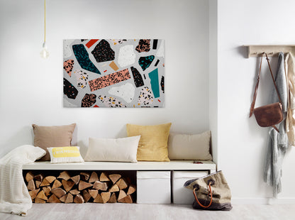 Abstrakte Kunst Leinwandbild Grau Schwarz Weiß 90x60 DD120446 Wandbild Leinwand